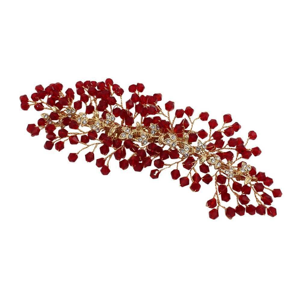 Burgundy Crystal Spray Headpiece AC1204-Headpieces-Viniodress-As Picture-Viniodress