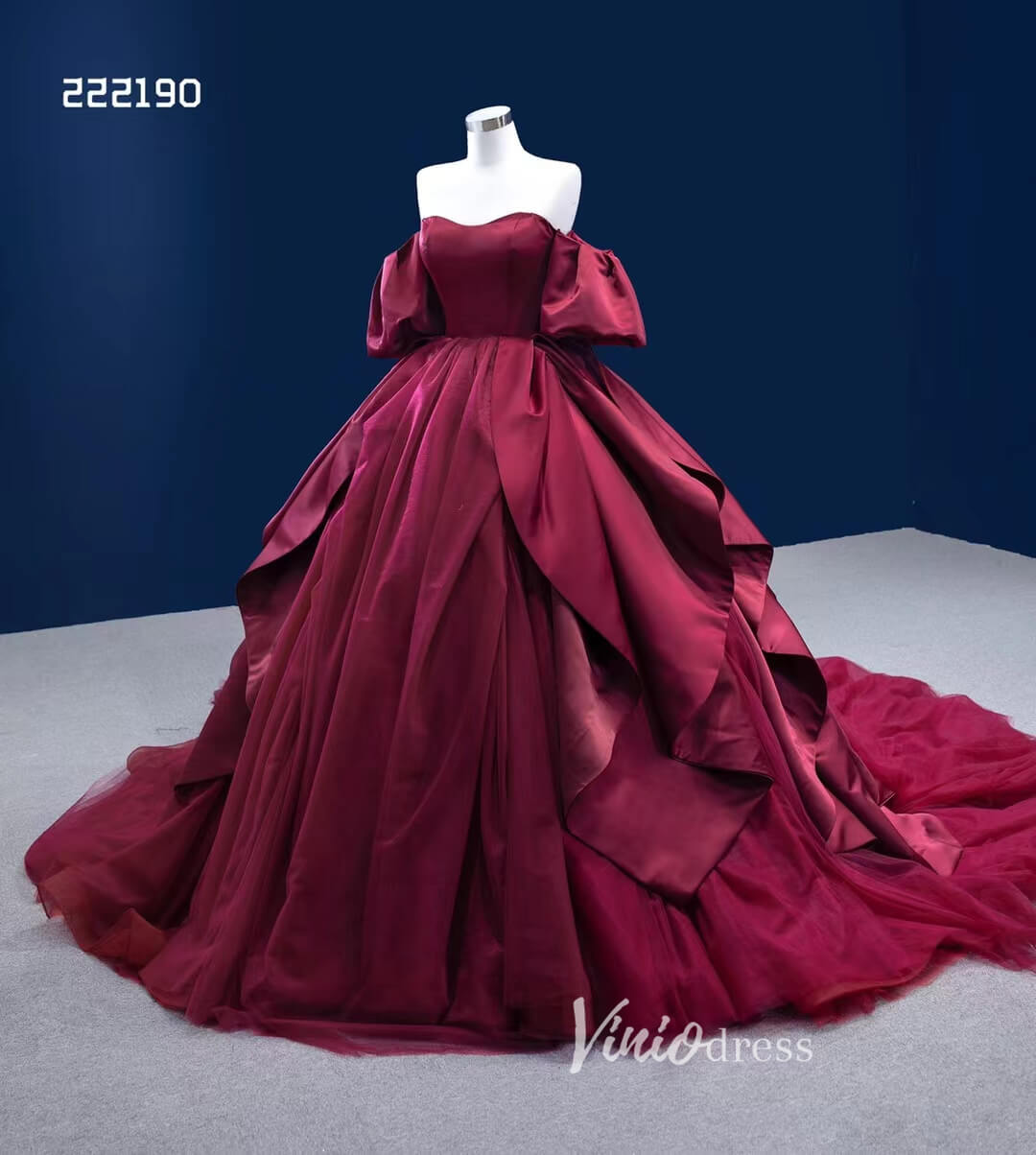 Burgundy Wedding Dress Sweet 16 Dress Cinderella Ball Gown 222190-Quinceanera Dresses 2025 -Viniodress-Burgundy-Custom Size-