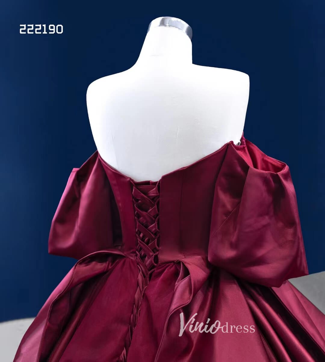 Burgundy Wedding Dress Sweet 16 Dress Cinderella Ball Gown 222190-Quinceanera Dresses 2025 -Viniodress-Burgundy-Custom Size-