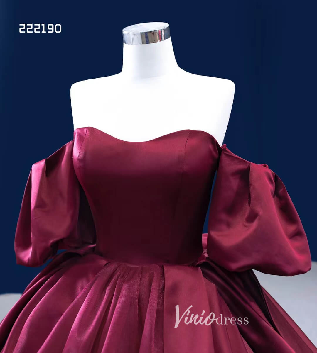 Burgundy Wedding Dress Sweet 16 Dress Cinderella Ball Gown 222190-Quinceanera Dresses-Viniodress-Viniodress