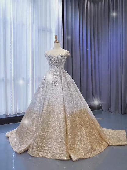 <transcy>Vestidos de novia de encaje floral sin tirantes Vestido de novia de champán VW1259</transcy>