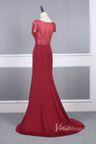 Cap Sleeve Red Sheath Prom Dresses Beaded Evening Dress FD2817-prom dresses-Viniodress-Viniodress