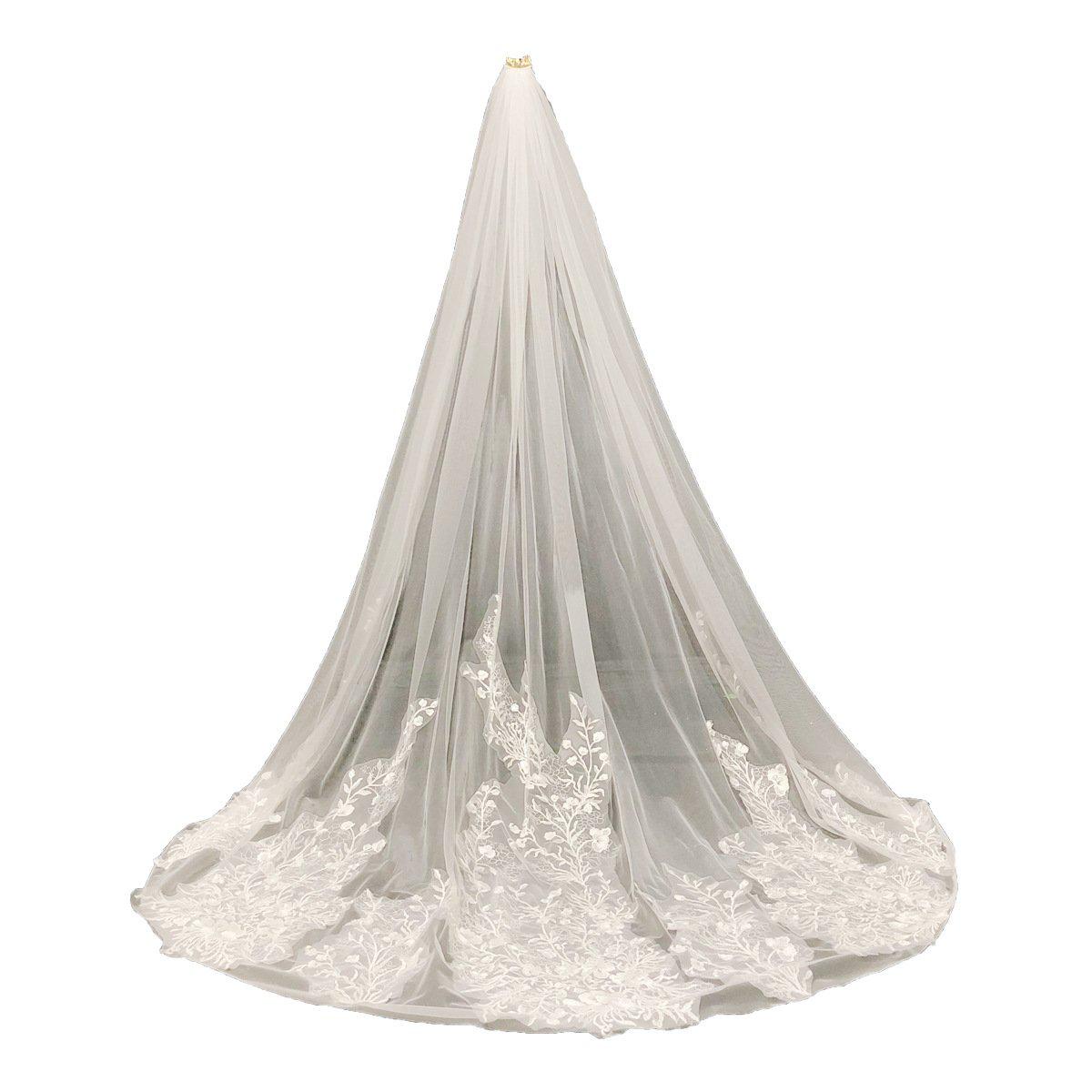 Cathedral Length Bridal Lace Veil VINIODRESS-Accessories 2025 -Viniodress-Ivory-