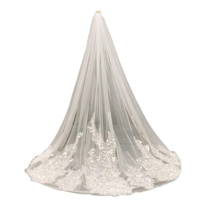 Cathedral Length Bridal Lace Veil VINIODRESS-Accessories 2025 -Viniodress-Ivory-