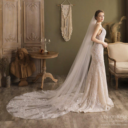 Cathedral Length Bridal Lace Veil VINIODRESS-Accessories 2025 -Viniodress-Ivory-