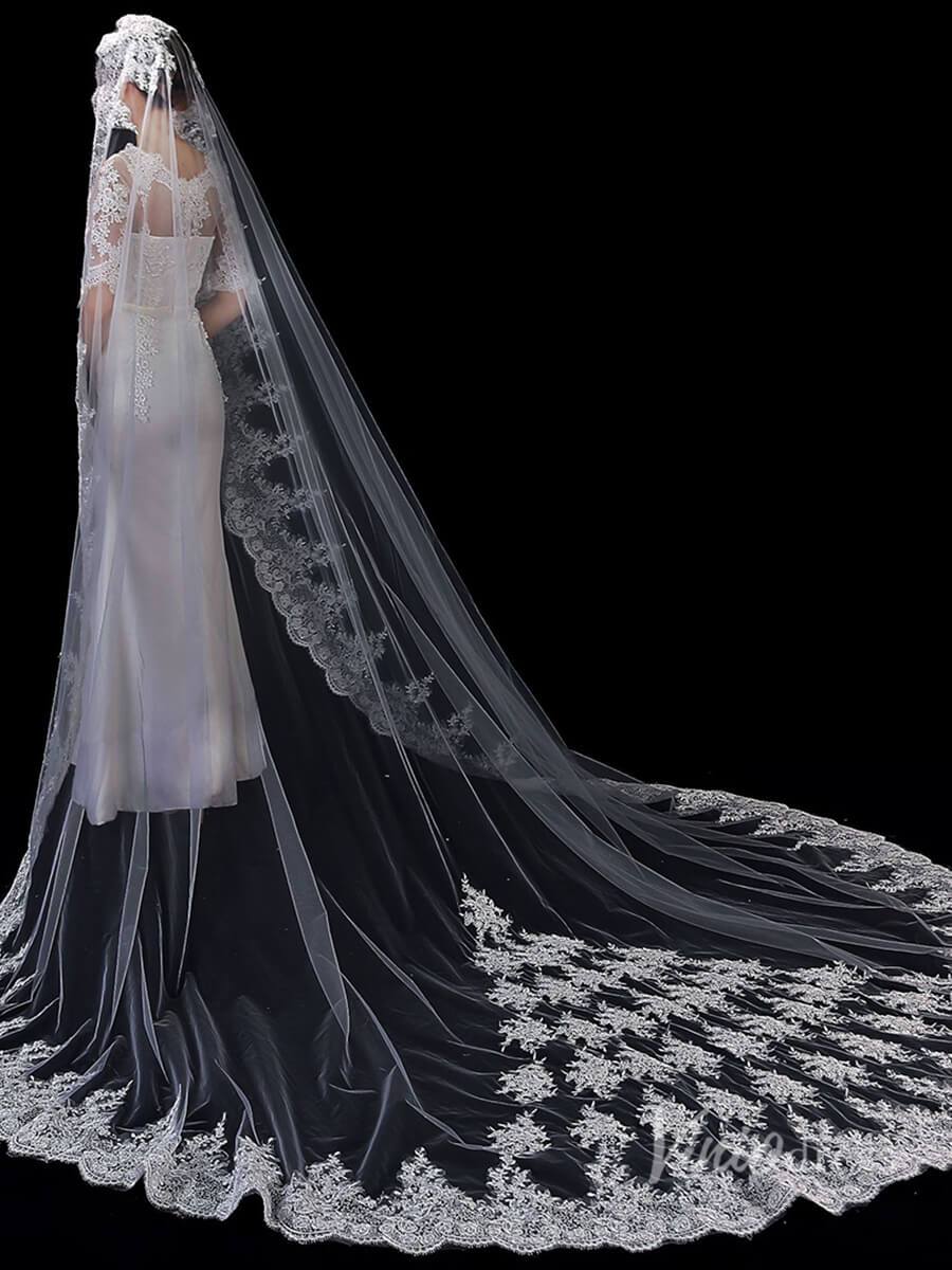 Cathedral Length Mantilla Veil Viniodress TS1908-Bridal Veil 2025 -Viniodress-Ivory-