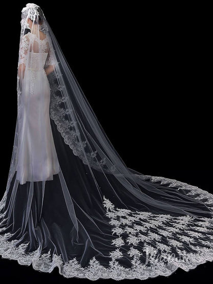 Cathedral Length Mantilla Veil Viniodress TS1908-Bridal Veil 2025 -Viniodress-Ivory-