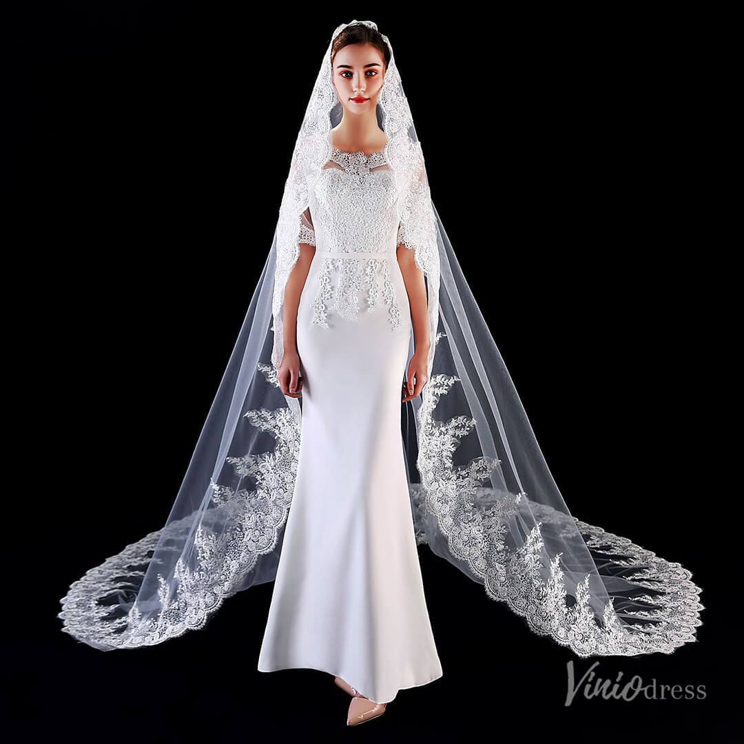 Cathedral Length Mantilla Veil Viniodress TS1908-Bridal Veil 2025 -Viniodress-Ivory-