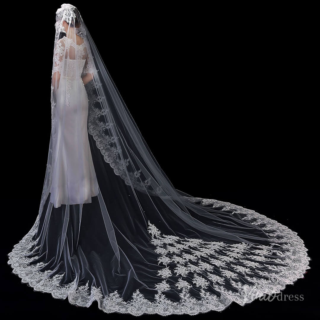 Cathedral Length Mantilla Veil Viniodress TS1908-Bridal Veil 2025 -Viniodress-Ivory-