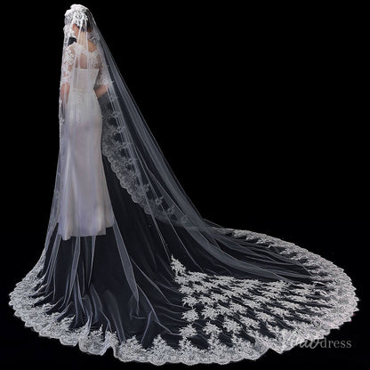 Cathedral Length Mantilla Veil Viniodress TS1908-Bridal Veil 2025 -Viniodress-Ivory-