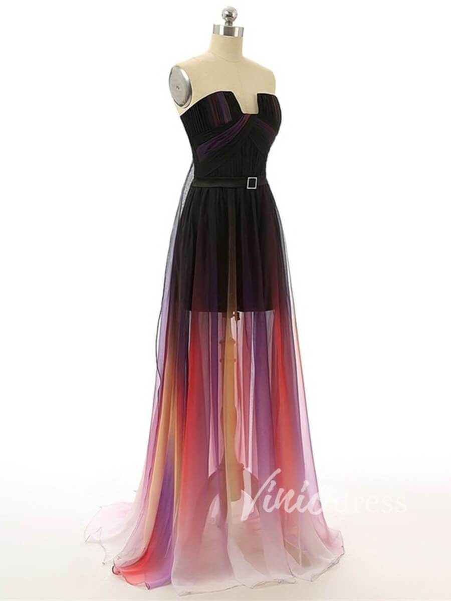 Celebrity Style Ombre Prom Dresses Strapless FD1525-prom dresses-Viniodress-Viniodress