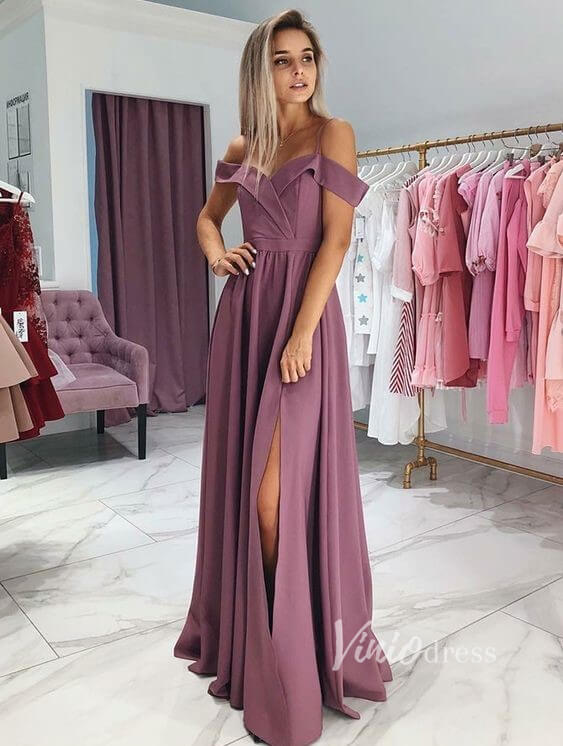 Cheap A-line Mauve Long Prom Dress with Slit FD2643-prom dresses-Viniodress-Mauve-Custom Size-Viniodress