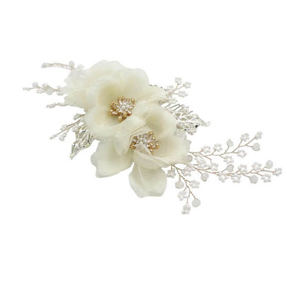 Chiffon Blossom Bridal Comb with Tiny Flower Sprays AC1205-Headpieces 2025 -Viniodress-As Picture-