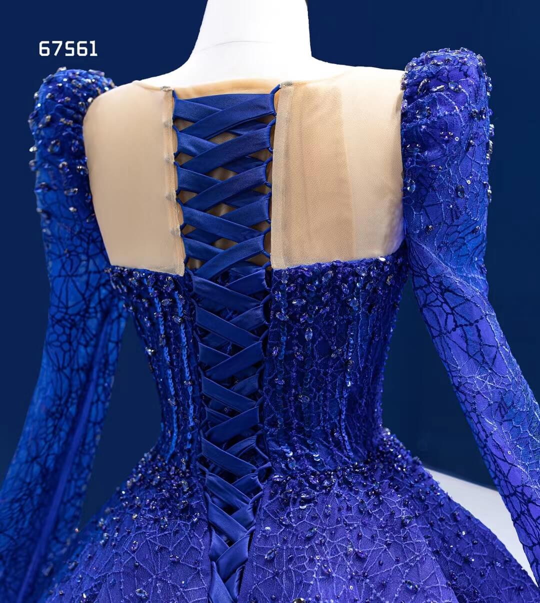 Classic Blue Sweet 16 Dress Extra Long Sleeve Royal Wedding Dresses 67561-Quinceanera Dresses 2025 -Viniodress-Blue-Custom Size-