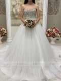Classic Strapless Beaded Tulle Wedding Dresses with Train VW1356
