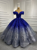 Classy and Vintage Ombre Sequin Ball Gowns Sparkly Quince Dresses FD1766 viniodress