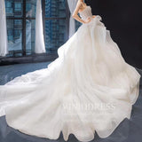 Classy Strapless Wedding Dresses Cathedral Train Ball Gown Lace Bodice VW1423-wedding dresses-Viniodress-Viniodress