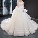 Classy Strapless Wedding Dresses Cathedral Train Ball Gown Lace Bodice VW1423-wedding dresses-Viniodress-Viniodress