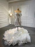 Convertible Mermaid Ruffle Wedding Gown 67354 Detachable Skirt