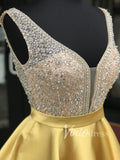 Crystal Beaded Gold Homecoming Dresses with Pockets SD1150-homecoming dresses-Viniodress-Viniodress