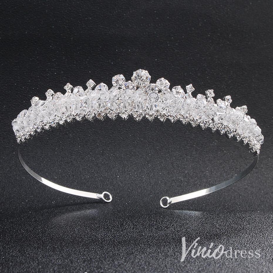 Crystal Clear Headband Bridal Tiaras AC1255-Headpieces-Viniodress-Silver-Viniodress