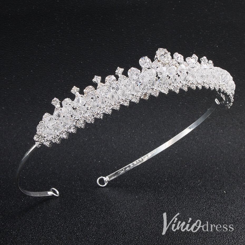 Crystal Clear Headband Bridal Tiaras AC1255-Headpieces-Viniodress-Silver-Viniodress