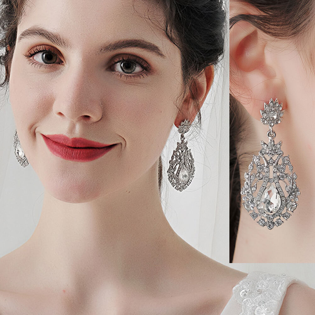 Crystal Drop Earrings AC1246-Bridal Jewelry-Viniodress-#1-Viniodress