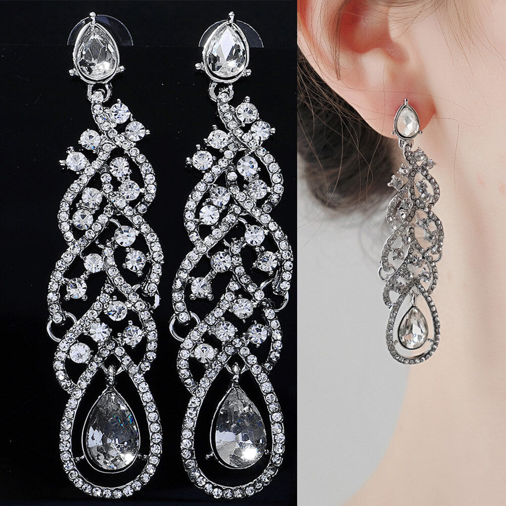 Crystal Drop Earrings AC1246-Bridal Jewelry-Viniodress-#3-Viniodress