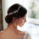 Crystal Pearl Spray Headband Earrings Set AC1077-Headpieces-Viniodress-Viniodress