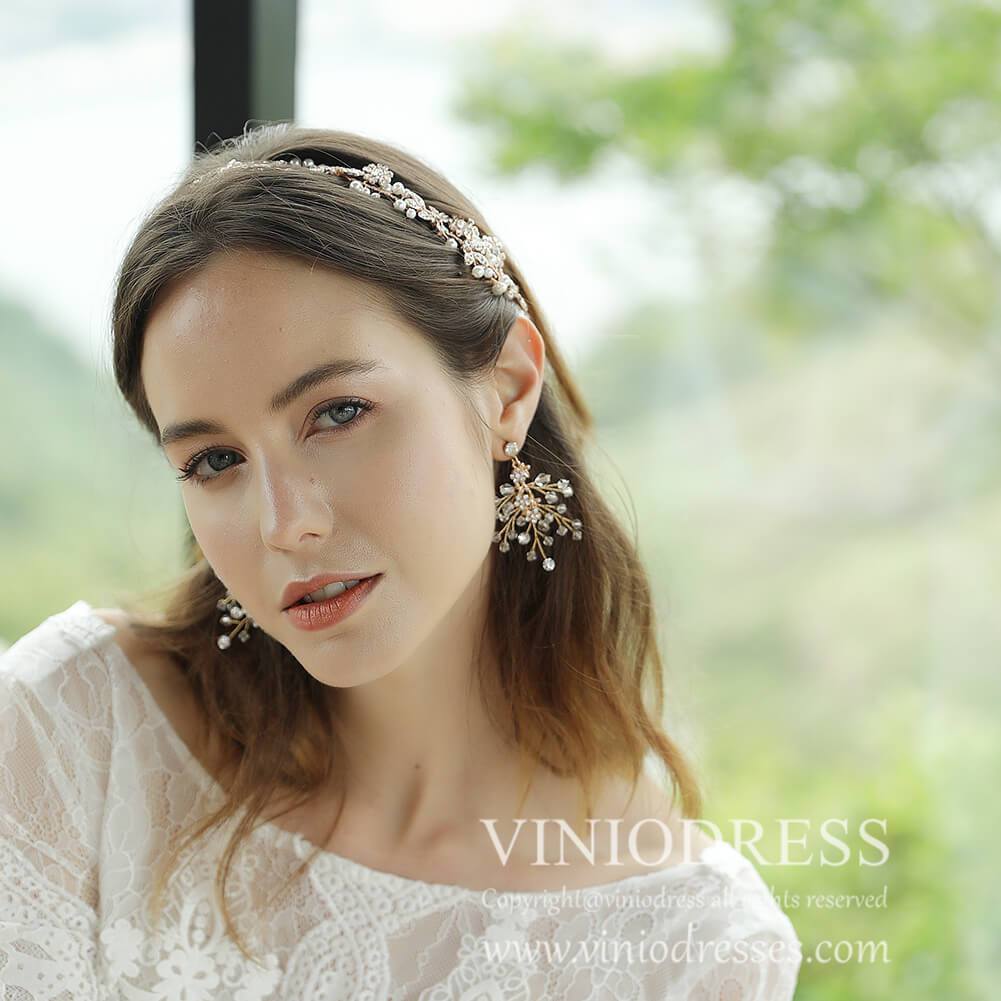 Crystal Spray Earrings AC1079-Bridal Jewelry-Viniodress-Viniodress