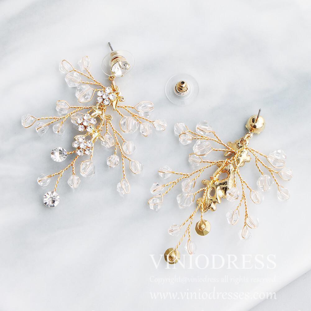 Crystal Spray Earrings AC1079-Bridal Jewelry-Viniodress-Viniodress
