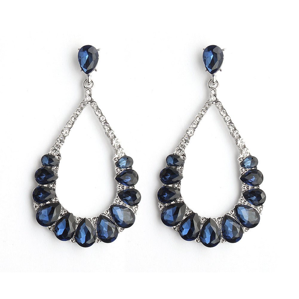 Crystal Teardrop Earrings for Prom AC1074-Bridal Jewelry-Viniodress-Blue-Viniodress