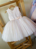 Cute Pearl Tulle Flower Girl Dresses with Bow GL1124-flower girl dresses-Viniodress-Champagne-Custom Size-Viniodress