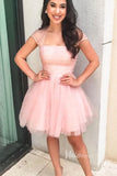 Cute Pearl Tulle Homecoming Dress A-line Short Party Dress SD1263