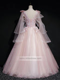 Cute Pink Quinceañera Dresses Ball Gowns with Sleeves FD1464-prom dresses-Viniodress-Viniodress