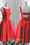 Cute Red Bow Homecoming Dresses with Pockets SD1395-homecoming dresses-Viniodress-Viniodress