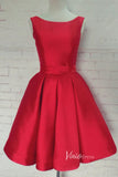 Cute Red Bow Homecoming Dresses with Pockets SD1395-homecoming dresses-Viniodress-Viniodress