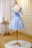 Cute Tulle Hoco Dresses Light Blue Spaghetti Strap Graduation Dresses SD1539-Dresses-Viniodress-Viniodress