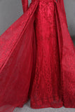 Dark Red Lace Prom Dresses Long Sleeve Formal Dress FD2500-prom dresses-Viniodress-Viniodress