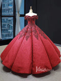Dark Red Vintage Lace Ball Gown Prom Dresses Online Princess Dress FD1272 viniodress