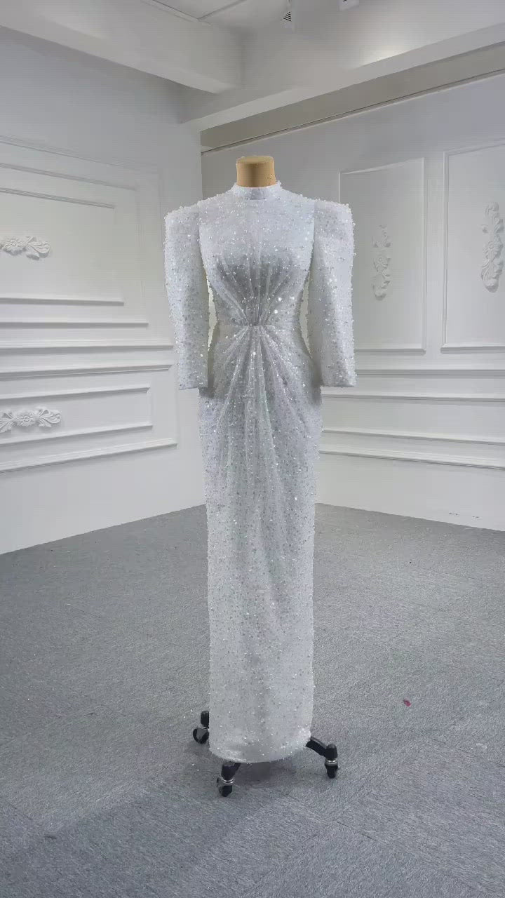 Beaded Vintage High Neck Sheath Wedding Dresses with Long Sleeves 6733 ... Beaded Vintage High Neck Sheath Wedding Dresses with Long Sleeves 6733 ...