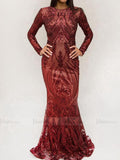 Detachable Burgundy Sequin Prom Dresses with Long Sleeves FD1633-prom dresses-Viniodress-Viniodress