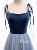 Dusty Blue Simple Formal Dresses with Straps FD1486-formal dresses-Viniodress-Viniodress