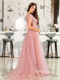 Dusty Rose Pink Prom Dresses Beaded Formal Evening Dress FD1434B-prom dresses-Viniodress-Viniodress