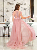 Dusty Rose Pink Prom Dresses Beaded Formal Evening Dress FD1434B-prom dresses-Viniodress-Viniodress