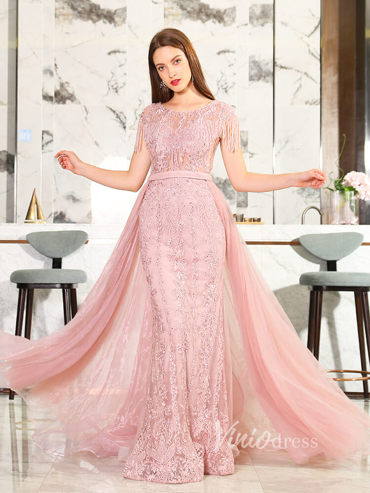 Dusty Rose Pink Prom Dresses Beaded Formal Evening Dress FD1434B-prom dresses-Viniodress-Pink-US 2-Viniodress