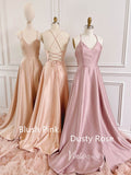 Dusty Rose Prom Dresses Spaghetti Strap Evening Dress FD3094
