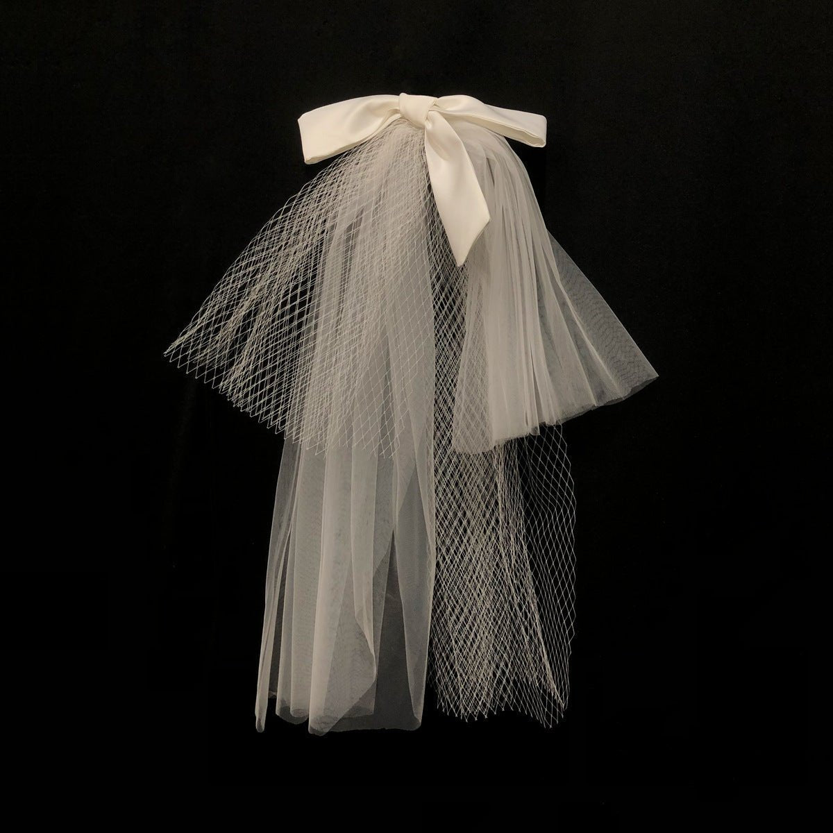 Elbow Length Mesh Veil with Bow-Accessories 2025 -Viniodress-Ivory-