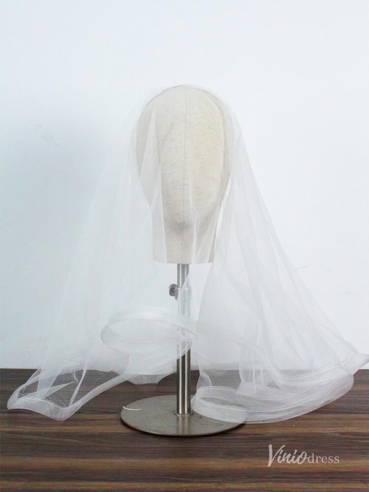 Elbow Length Tulle Bridal Blusher Veils AC1294-Bridal Veil 2025 -Viniodress-Ivory-