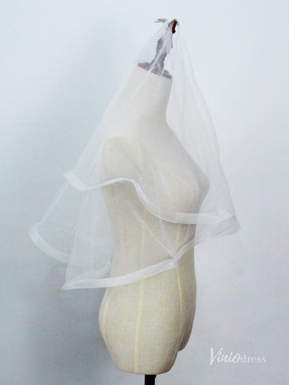 Elbow Length Tulle Bridal Blusher Veils AC1294-Bridal Veil 2025 -Viniodress-Ivory-